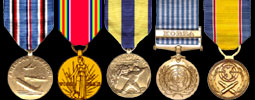 American Campaign; Victory Medal; Navy Expeditionary Medal; United National Service Medal/Korea; Korean War Medal