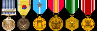 United Nations Service Medal/Korea; Korean War Service Medal; Korean Defense Service Medal w/Bronze Star; National Defense Medal; Army commendation Medal; Good Conduct Medal