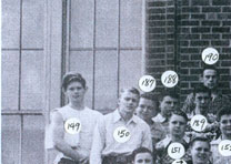 enlarged left side of graduation photo with numbers