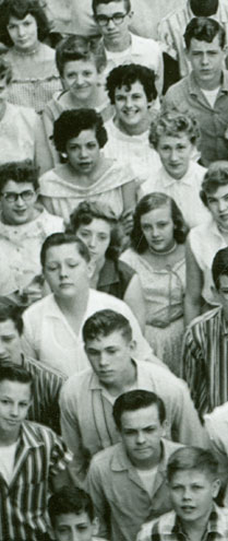 enlarged left side of June, 1957 graduation photo