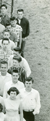 enlarged right side of June, 1957 graduation photo