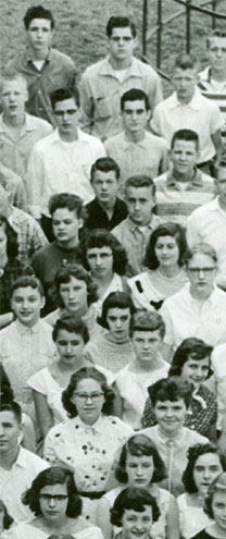 enlarged right side of June, 1957 graduation photo