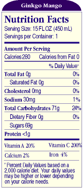 nutritional information