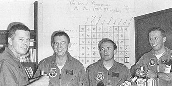 l-r: Major Lyn Sheldon, Captain Al Milacek, Captain Roger Clancy; Captain Brent O'Brien