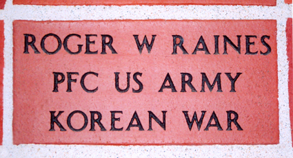 Roger Raines Memorial Brick at Gold Star Museum