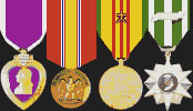 Purple Heart, National Defense Service Medal, Vietnam Service Medal, Vietnam Campaign Medal