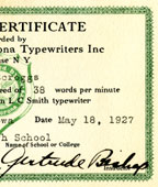 Helen M. Scroggs typing certificate