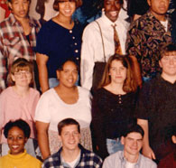 enlarged center section of 1996 grad photo