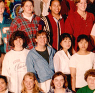 enlarged left side of 1996 grad photo