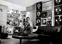 Louie in his memorabilia room