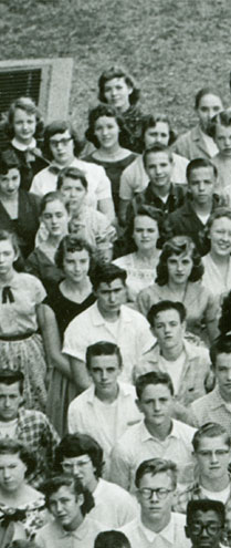 enlarged left side of June, 1957 graduation photo