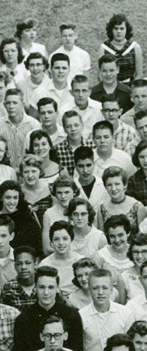 enlarged left side of June, 1957 graduation photo