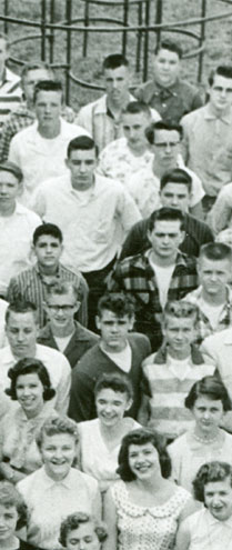 enlarged right side of June, 1957 graduation photo