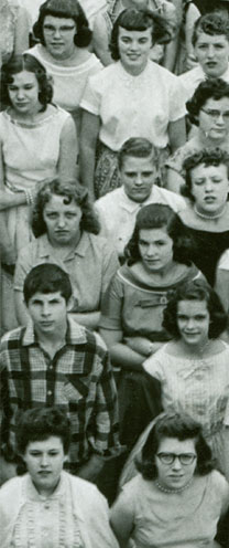 enlarged right side of June, 1957 graduation photo