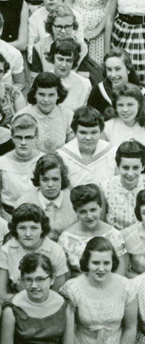 enlarged right side of June, 1957 graduation photo